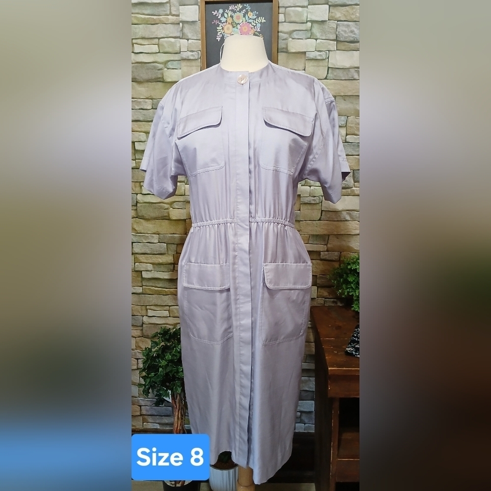 Rare Vintage 1980s Leslie Fay Utility Dress Periwinkle